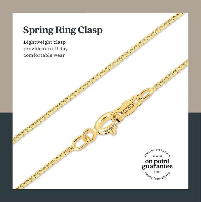 KEZEF 18k Gold Over Sterling Silver 1mm Box Chain Necklace Made in Italy | 925 Sterling Silver Necklace for Women | Rose Gold Chain for Women Men - Image 4